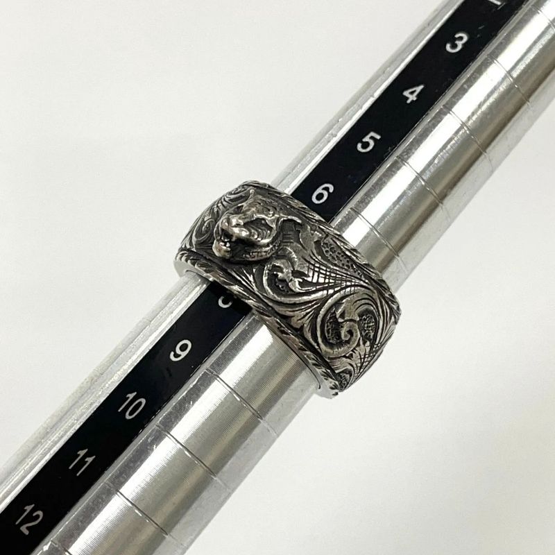 Gucci Taiga - Head Arabesque Garden Silver Ring #8 Made In Italy