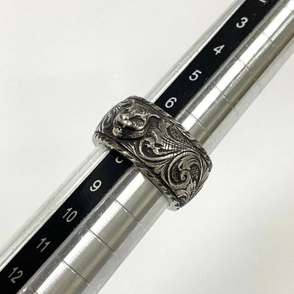 Gucci Taiga - Head Arabesque Garden Silver Ring #8 Made In Italy