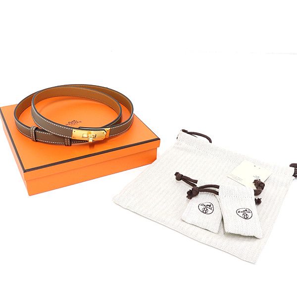 Hermes Women's Belt Kelly 18 Vaux Epson Etoupe Gold Hardware K Engraved (2025)