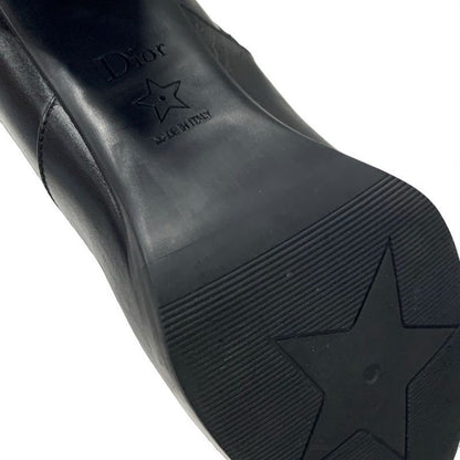 Christian Dior D-town Boots Short Shoes Leather Black Gold Logo