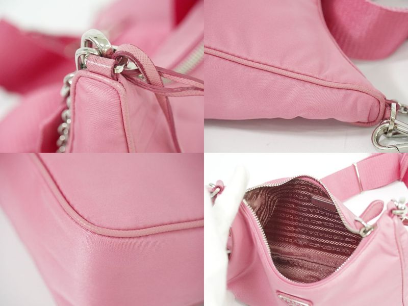 Authentic Prada Re-edition 2005 2WAY Shoulder Bag Handbag Pochette Nylon Pink