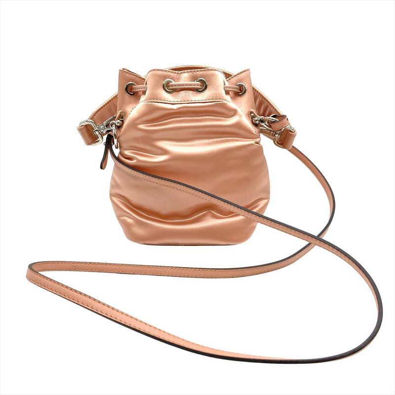 Fendi Montresor Mini Satin Shoulder Bag 2WAY Nylon Pink Silver Hardware Women