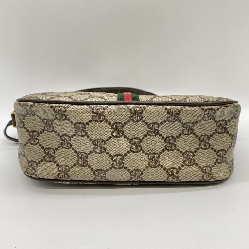 Gucci Old Gucci 89 02 Shoulder Bag GG Supreme Sherry Line Beige Brown Ladies