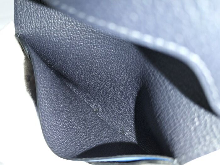 Hermes Serie Card Case Leather Navy Stamped B