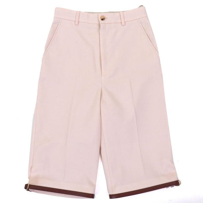 Gucci 22AW 675606 Bermuda Pants Mohair Wool Hem Belt Design Shorts Pink Beige