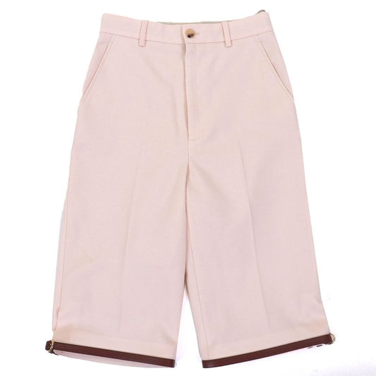 Gucci 22AW 675606 Bermuda Pants Mohair Wool Hem Belt Design Shorts Pink Beige