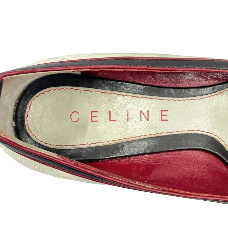 Celine 2002 World Cup Model Triomphe Embroidered Driving Shoes White 36