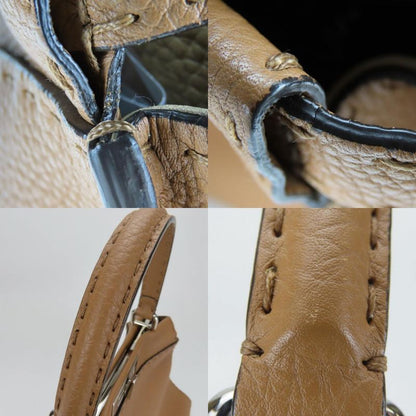 Fendi Handbag Peekaboo 8bn290 Selleria Leather Brown Silver Hardware 2WAY