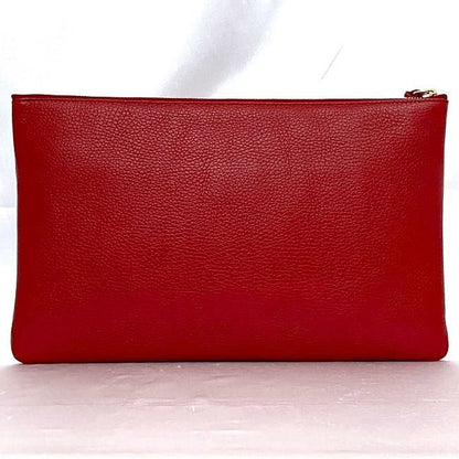Gucci Clutch Bag Red Bamboo 449653 Excellent Condition Pouch Leather
