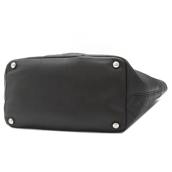 Chanel Tote Bag Cambon Line Medium Leather Enamel Black Silver Hardware Black