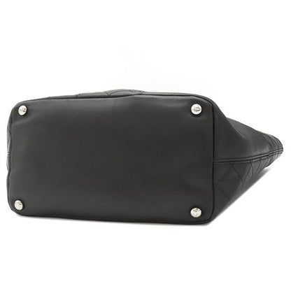 Chanel Tote Bag Cambon Line Medium Leather Enamel Black Silver Hardware Black