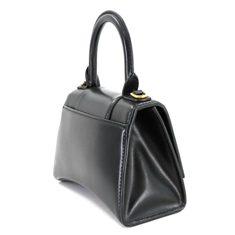 Balenciaga Hourglass XS 2way Hand Shoulder Bag Leather Black 592833 Hourglass