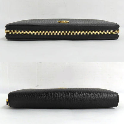 Gucci Double G Zip Around Wallet 456117 Black Gold Hardware Leather