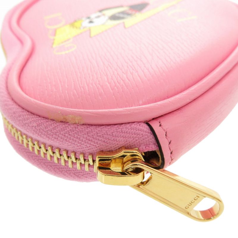 Gucci X Bananya Heart Leather Pink 701062 Coin Case Wallet Key Ring 1073 Gucci