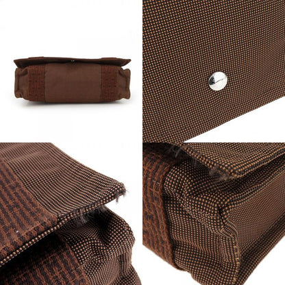 Hermes Shoulder Bag Bassas PM Her Line Canvas Brown Silver Hardware Casual