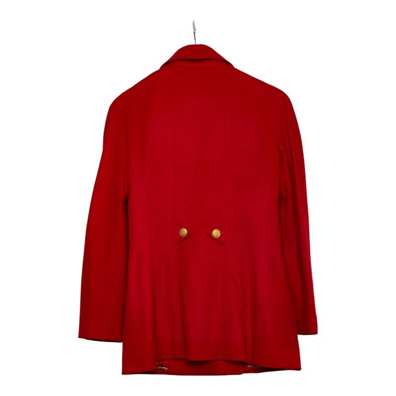 Chanel Coco Mark Button Jacket Double Size: 38 P08267v05008 Red Cashmere