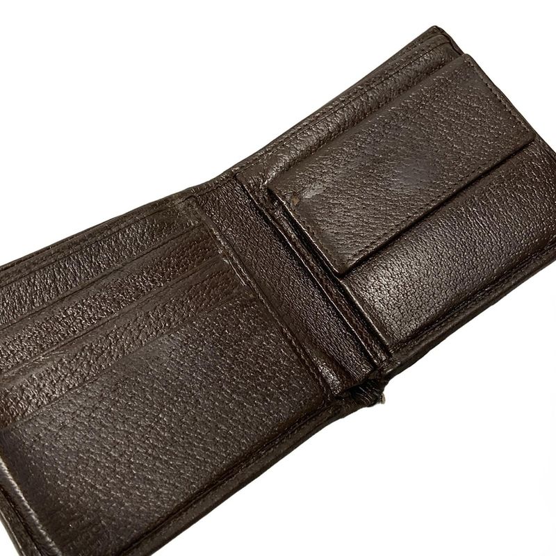 Gucci Bifold Wallet In GG Pattern 04862 Beige And Dark Brown Leather