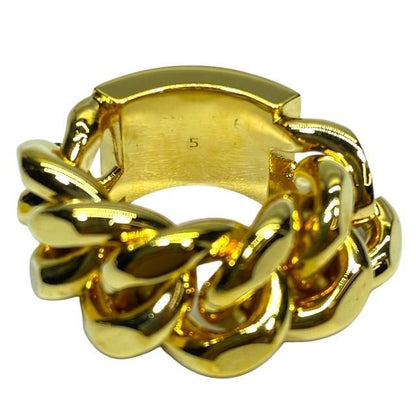 Saint Laurent Chunky Chain Ring Accessories Small Logo GP Gold Size 5 (size 8)