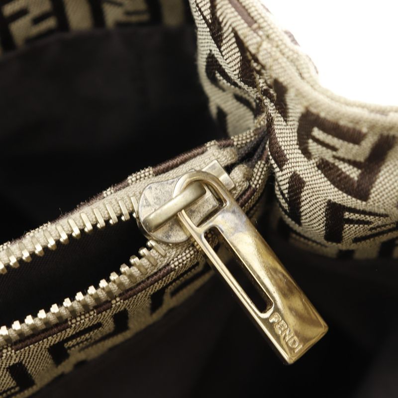 Fendi Zucchino 8bh132 Nylon Canvas Brown Women's Handbag