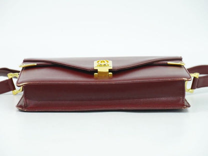 Authentic Cartier Must Line Shoulder Bag Leather Bordeaux Must Line Bag