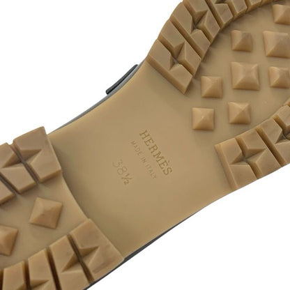 Hermes Faubourg Loafer Leather Shoes Leather Black Silver Hhardware Moccasin