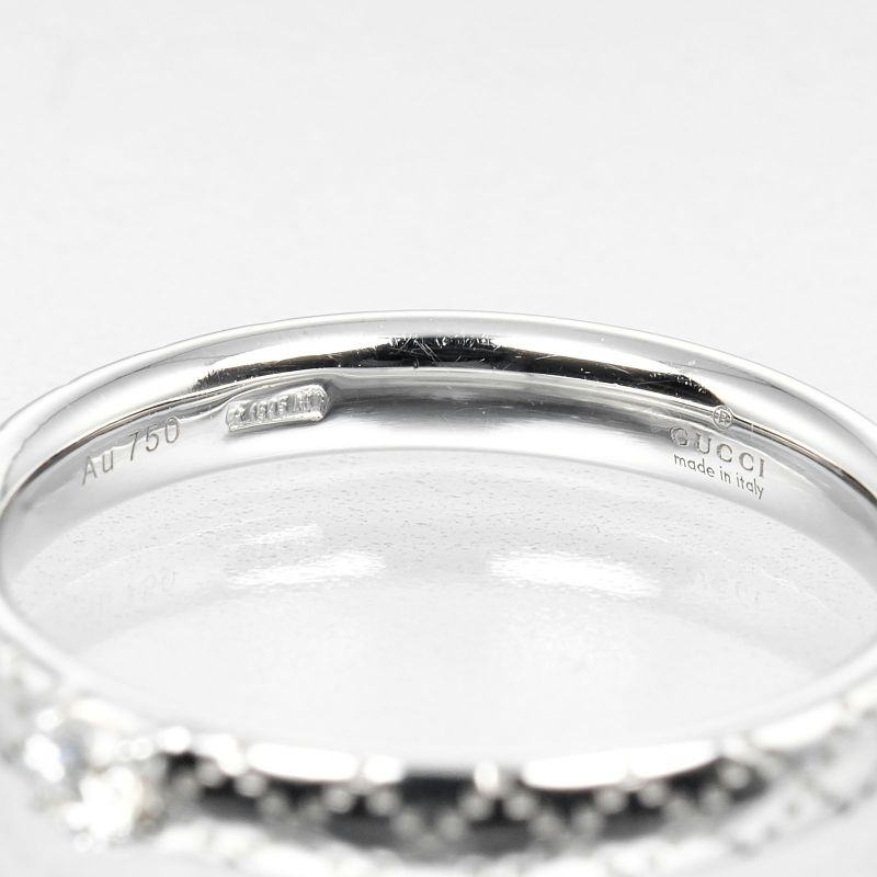 Gucci Diamantissima 18kwhite Gold X Diamonds #7 Ladies 2.4g Ring