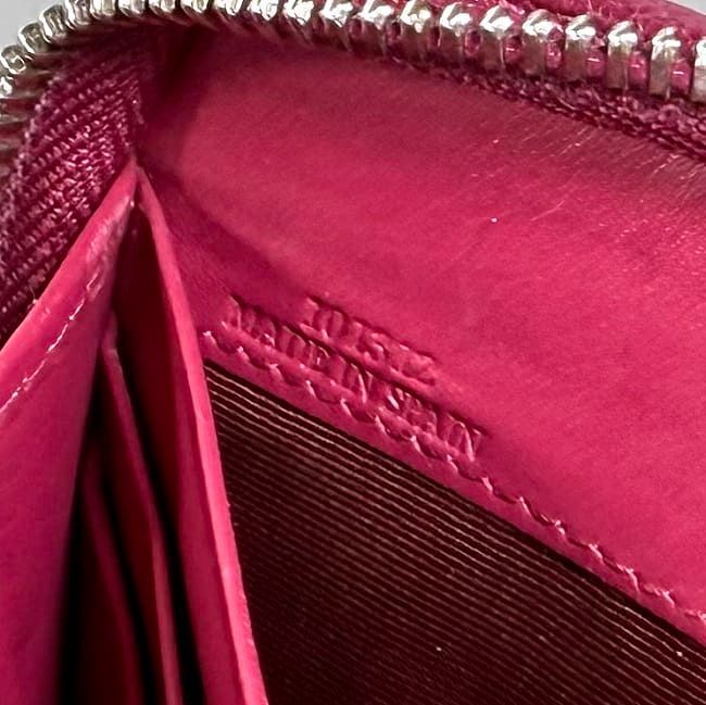 Loewe Round Zipper Long Wallet Pink Amazona Wallet Leather Preowned