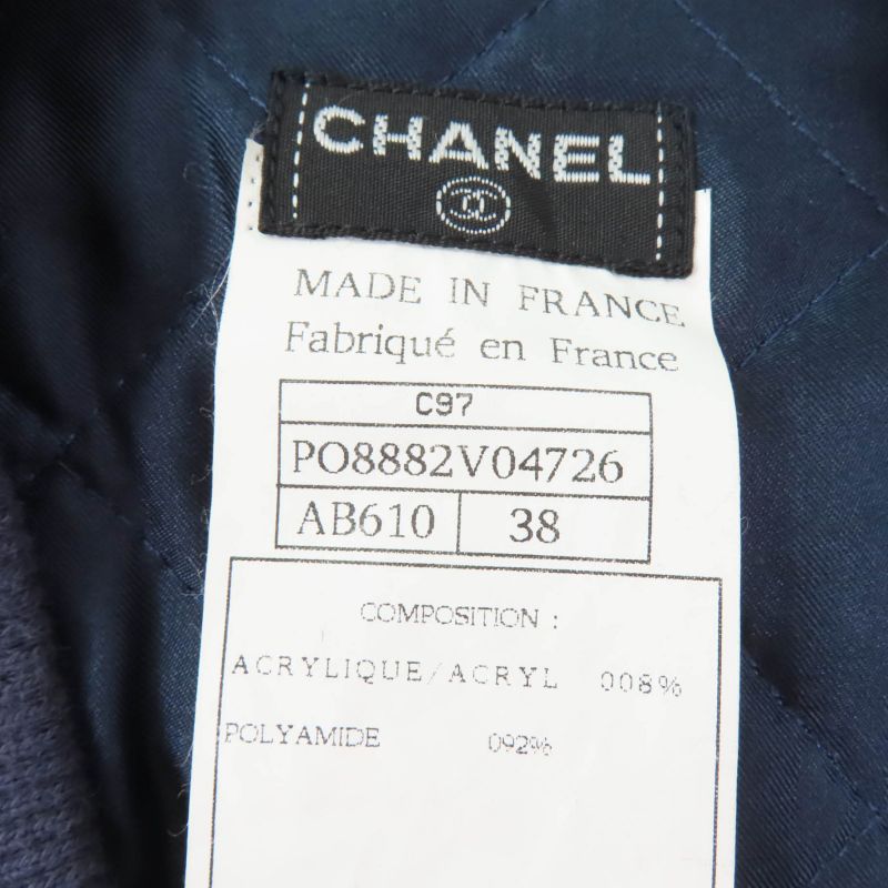 CHANEL Vintage 1997 C97 Po8882v04726 Coco Mark Button Zip Up Blouson Navy 38