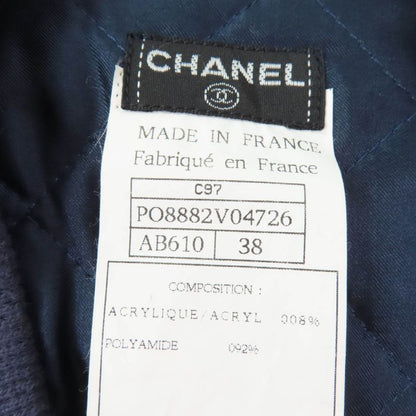 CHANEL Vintage 1997 C97 Po8882v04726 Coco Mark Button Zip Up Blouson Navy 38