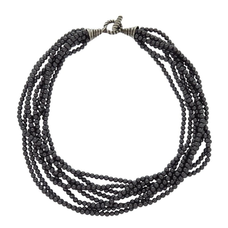 Tiffany & Co 8-strand Choker Beaded Hematite 925 Silver Necklace 0624 Tiffany &