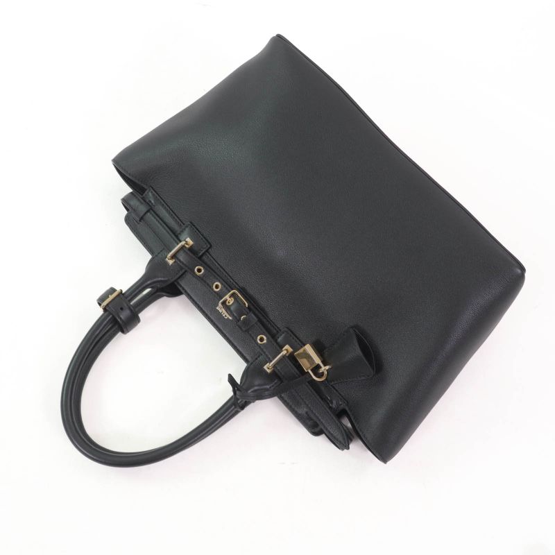 Celine 19987 Conti Bag Grained Calfskin Supple With Logo Padlock With Key Black