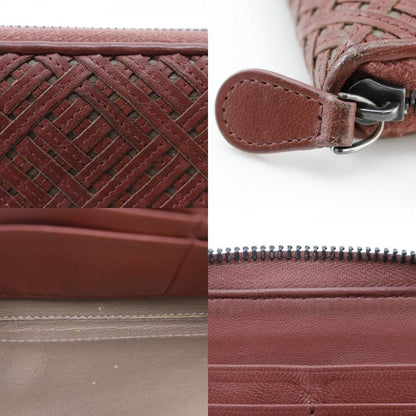 Bottega Veneta Bottega Veneta Round Zipper Intrecciato Lambskin Reddish Brown