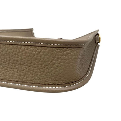 Hermes Shoulder Bag Evelyn TPM W Engraved Taurillon Clemence Etoupe Blue Indigo