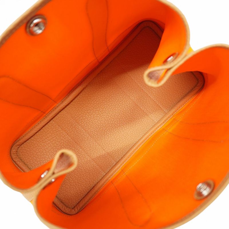 Hermes Tote Garden Party TPM Toile Officier Negonda Orange Biscuit Silver