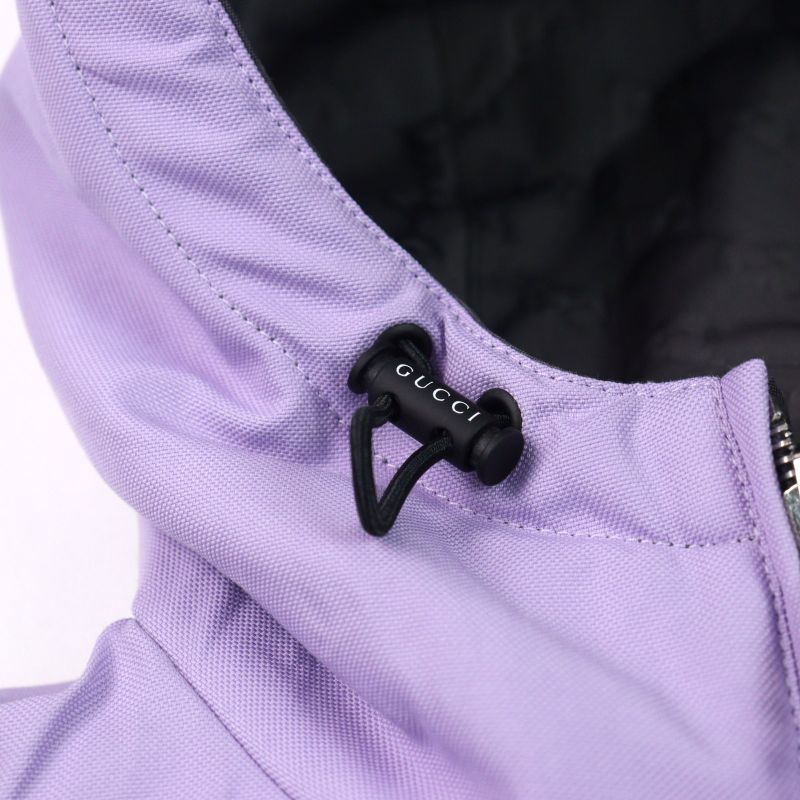 Gucci 24AW 795697 GG Nylon Logo Embroidery Reversible Hooded Padded Jacket