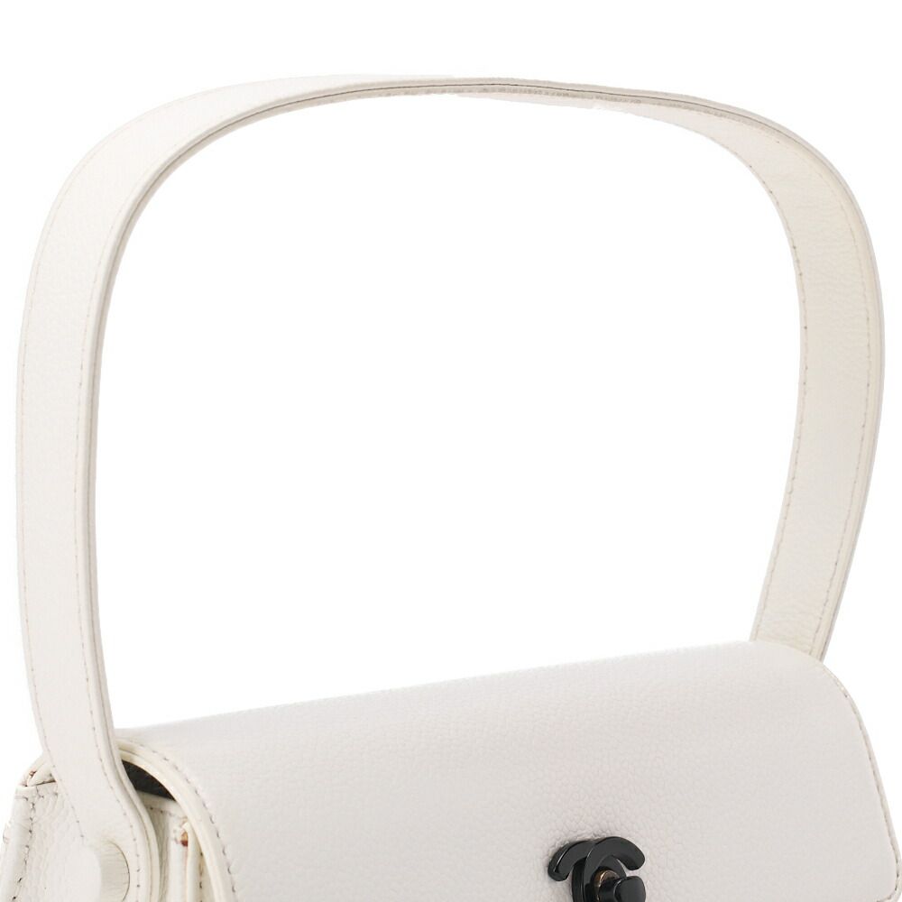 Chanel Handbag Mini Kelly Shape Caviar Skin White With Gold Hardware Ladies Bag
