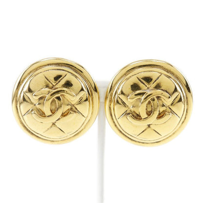 Chanel Coco Mark Matelasse Vintage Gold Plated Ladies 27.8g Earrings