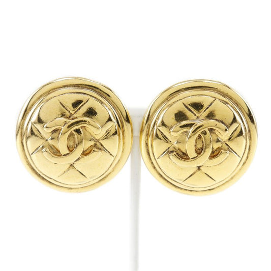 Chanel Coco Mark Matelasse Vintage Gold Plated Ladies 27.8g Earrings