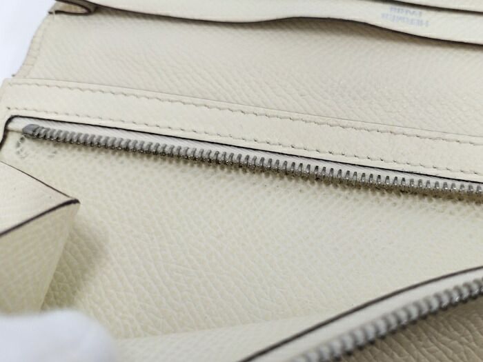 Hermes Bearn Souffle Touch Bifold Wallet Leather Ivory