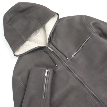 Hermes 053265hatc54 Sheepskin Leather Cowhide H Logo Zip Reversible Double Face