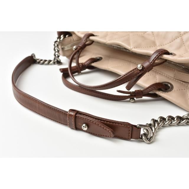 Chanel Tote Shoulder Bag 2-way Coco Mark Beige Brown