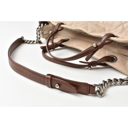 Chanel Tote Shoulder Bag 2-way Coco Mark Beige Brown