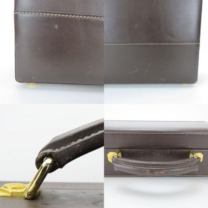 Loewe Business Bag Leather Brown Beige Gold Hardware Attache Case Hard Case