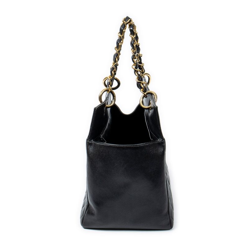 Chanel Coco Mark Chain Tote Black Matelasse Caviar Leather A