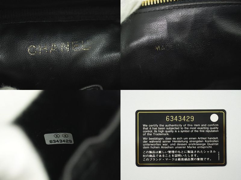 Authentic Chanel Coco Mark Vanity Bag Handbag Cosmetic Pouch Caviar Skin