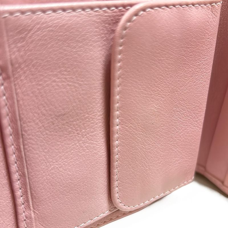 Dior/christian Dior Trifold Wallet Trotter Ivory And Light Pink Leather