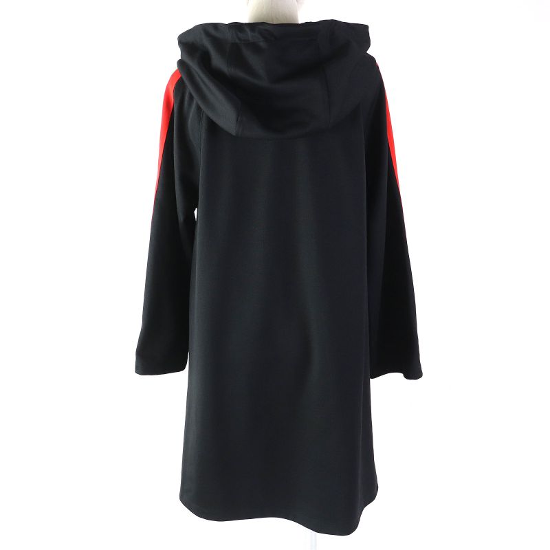 Gucci 502280 Logo Armline Half Zip Ruffled Hoodie Jacquard Dress Black S Made