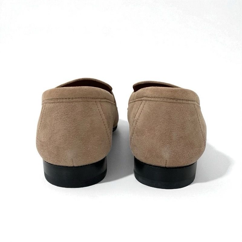 Hermes Paris Loafer Leather Shoes Suede Beige Unused Hhardware Moccasin Flat