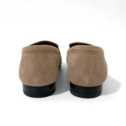 Hermes Paris Loafer Leather Shoes Suede Beige Unused Hhardware Moccasin Flat