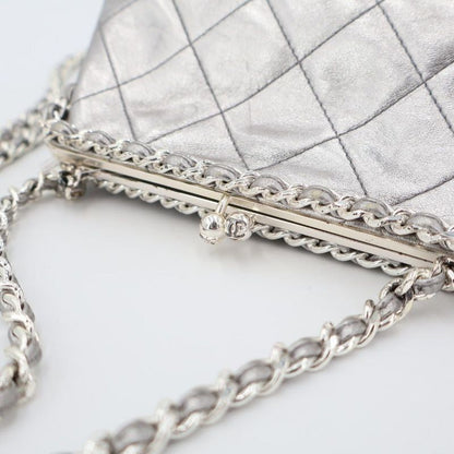 Chanel Fishmouth Chain Shoulder Bag Silver Vintage 3 Rd